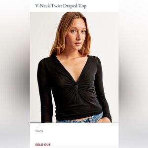 Abercrombie v-neck twisted drape top in black. Size XS